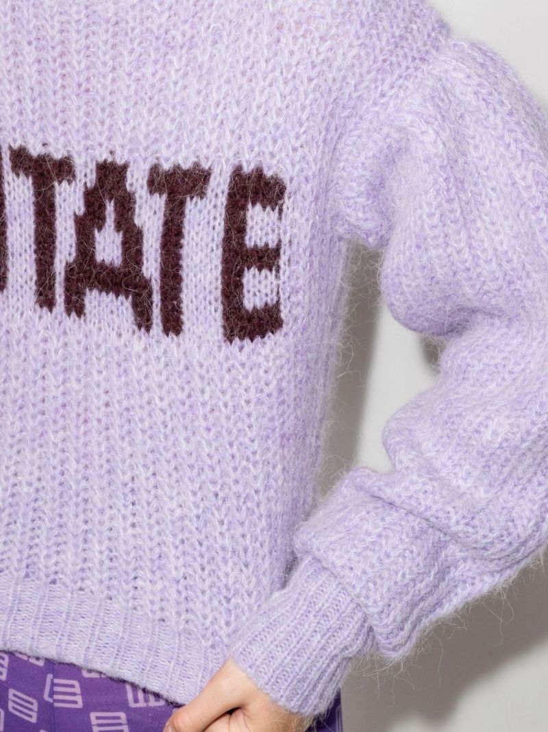 Purple Adley Chunky Knit Cropped Sweater