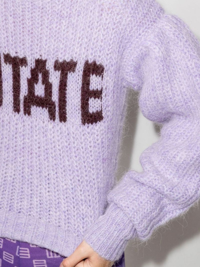 Purple Adley Chunky Knit Cropped Sweater