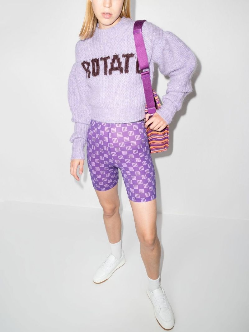 Purple Adley Chunky Knit Cropped Sweater