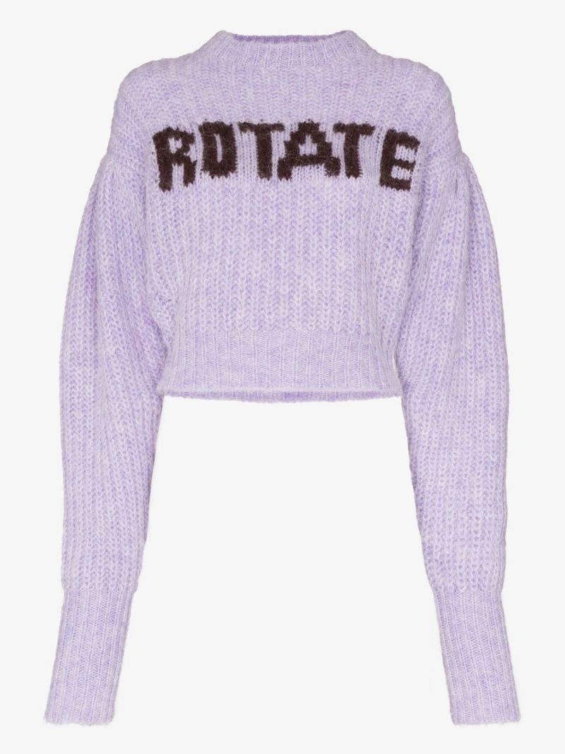 Purple Adley Chunky Knit Cropped Sweater