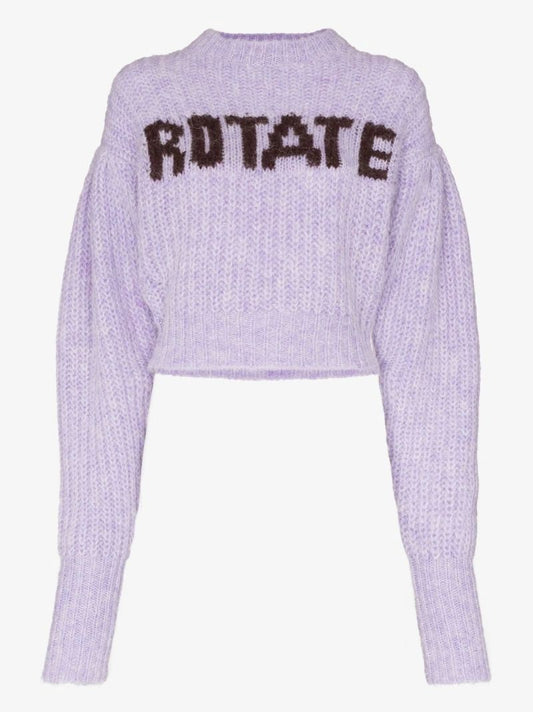 Purple Adley Chunky Knit Cropped Sweater