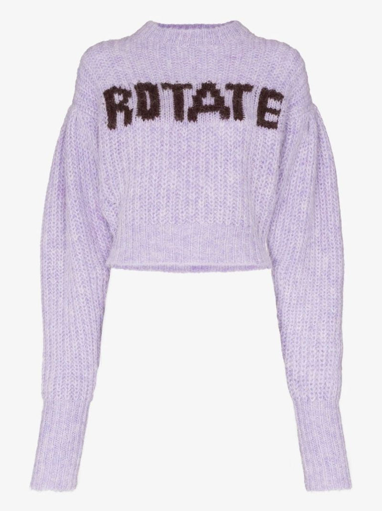 Purple Adley Chunky Knit Cropped Sweater