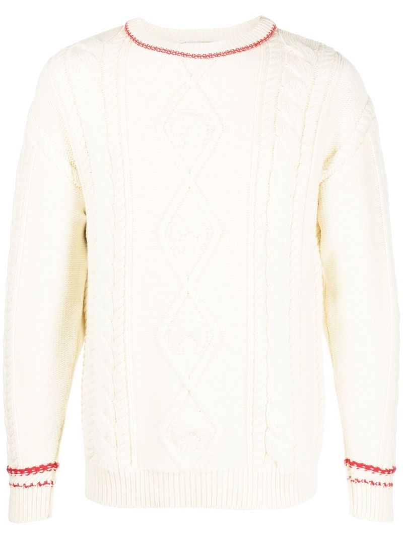 Neutral Cable-knit Wool Sweater