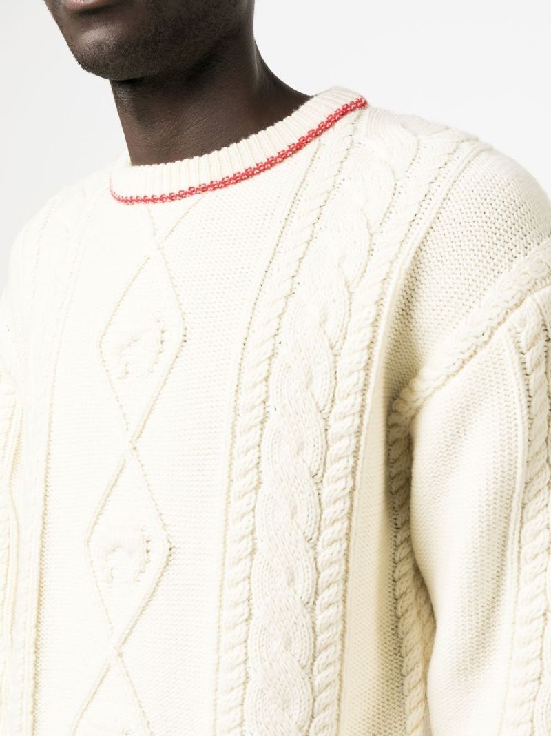 Neutral Cable-knit Wool Sweater