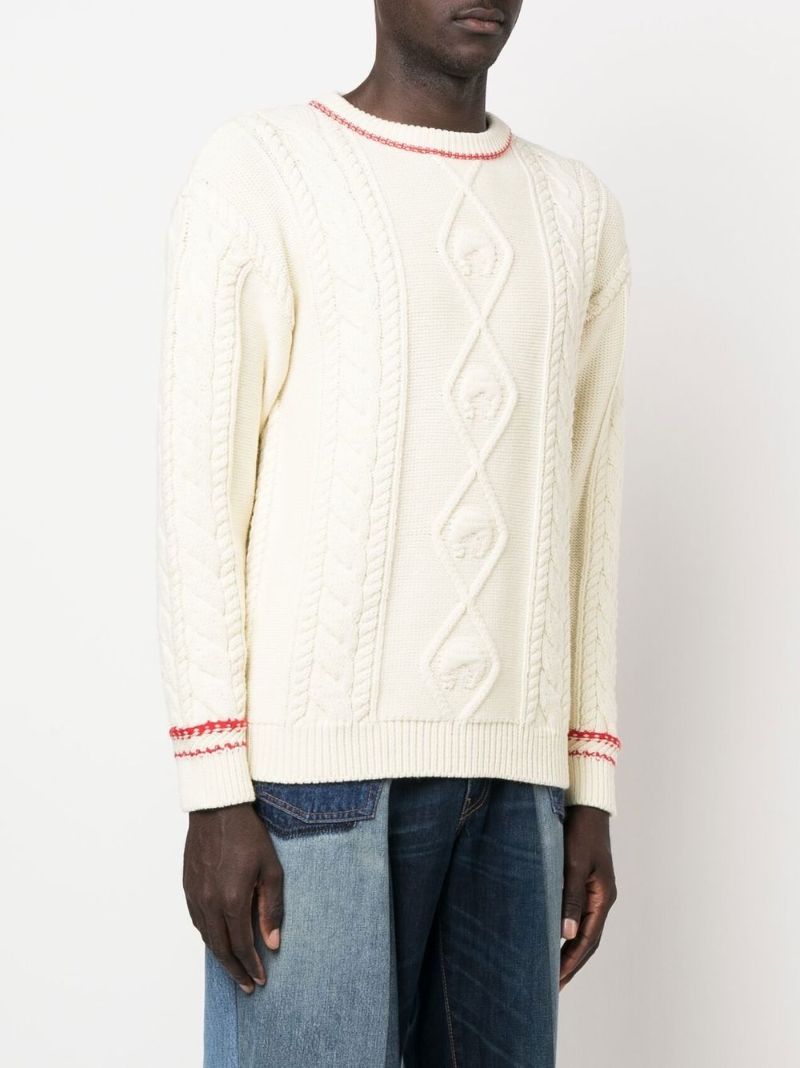 Neutral Cable-knit Wool Sweater