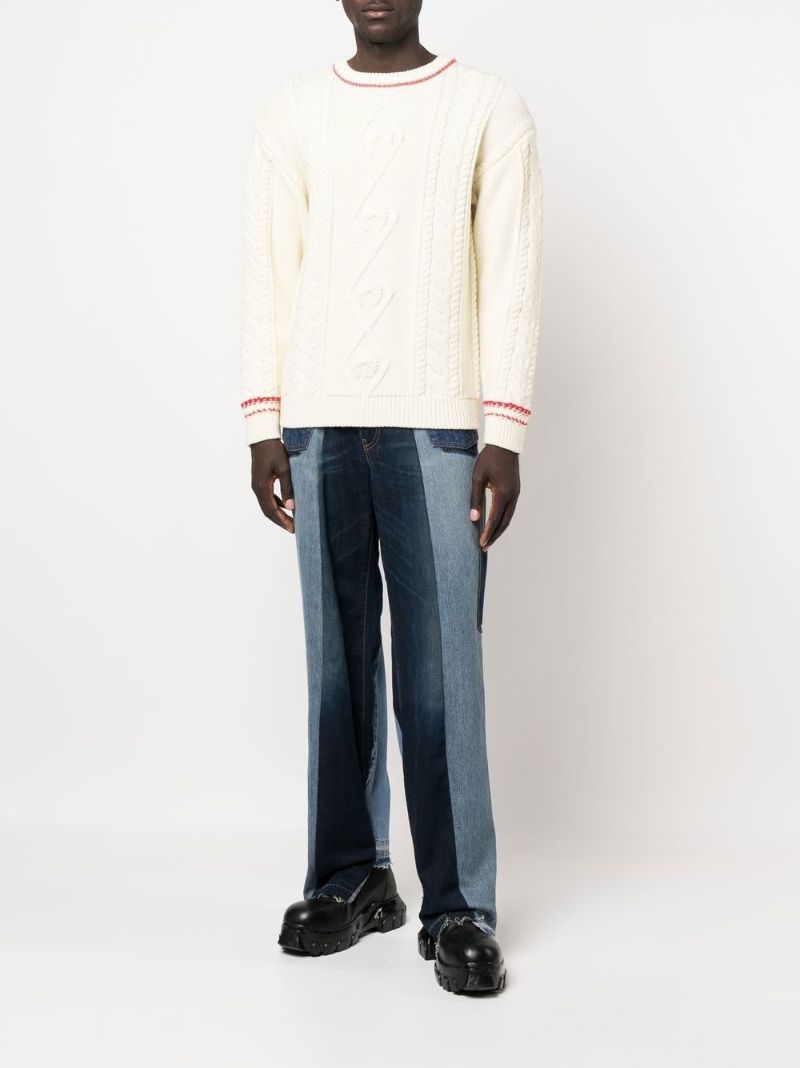 Neutral Cable-knit Wool Sweater