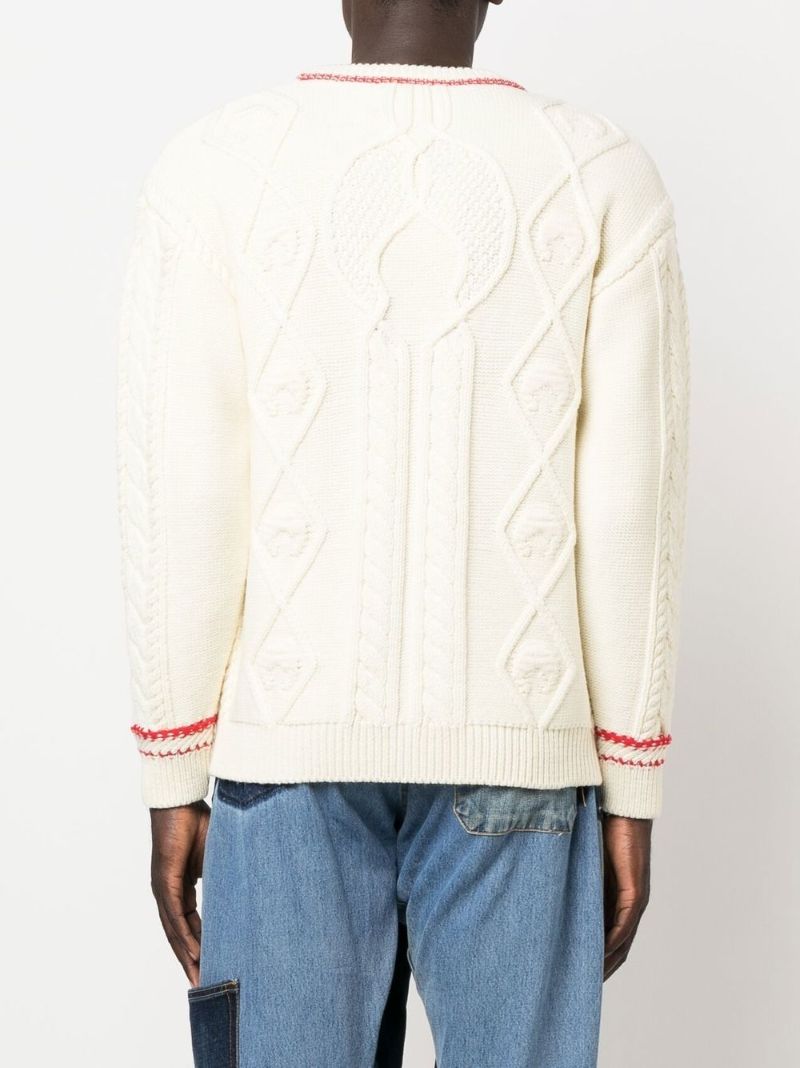 Neutral Cable-knit Wool Sweater