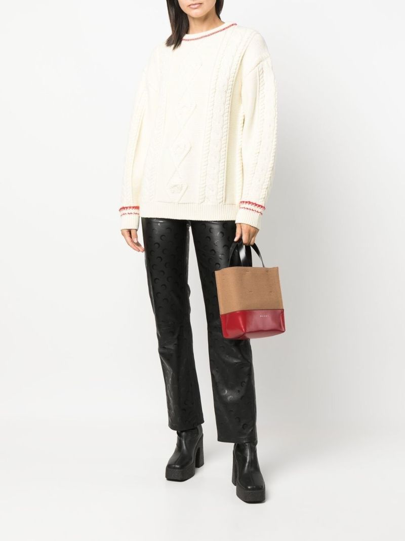 Neutral Cable-knit Wool Sweater