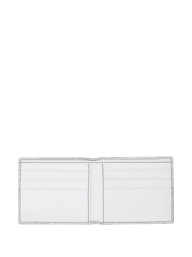 White Graffiti Print Leather Bifold Wallet