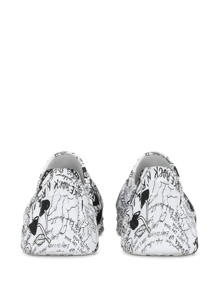 White Toy Graffiti Print Sneakers