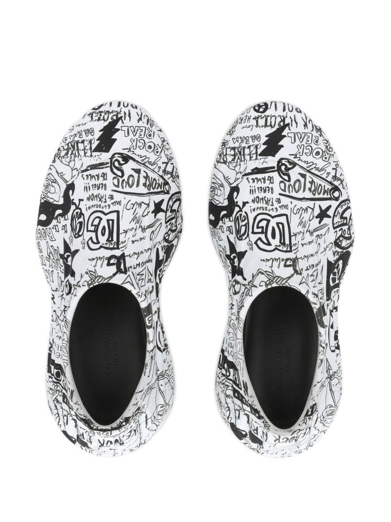 White Toy Graffiti Print Sneakers