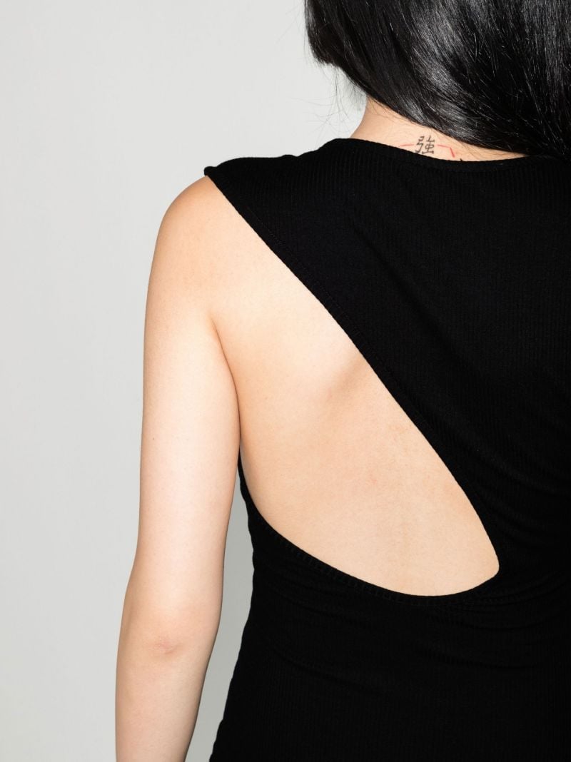 Black Asymmetric Hem Midi Dress