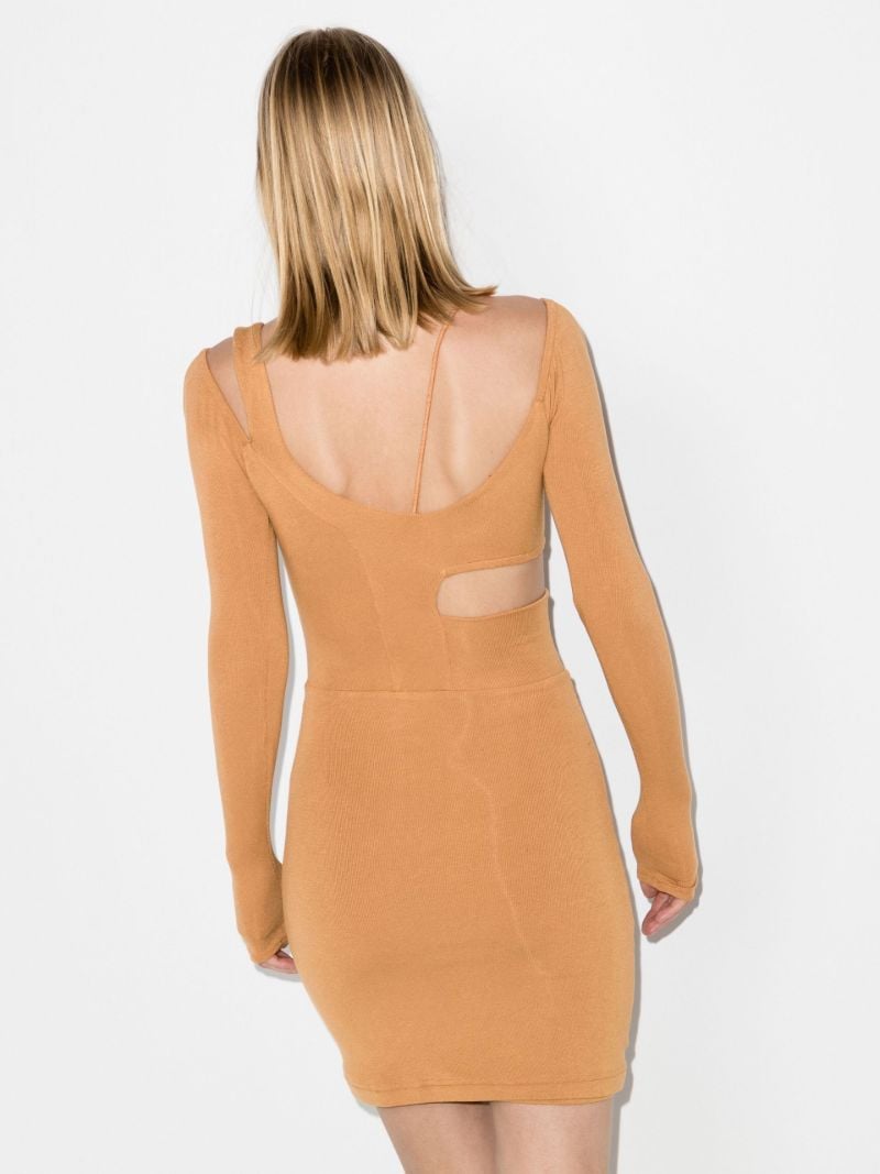 Neutral Cut-out Cotton Mini Dress
