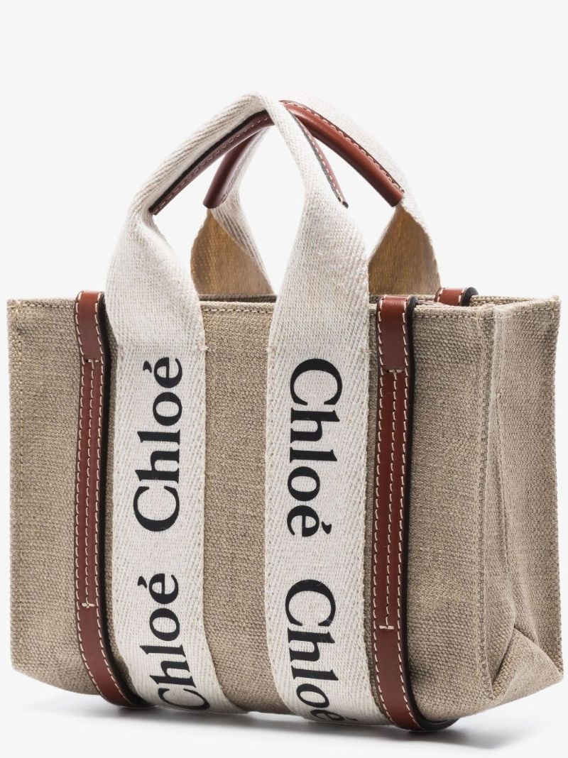 Neutral Woody Mini Linen Tote Bag