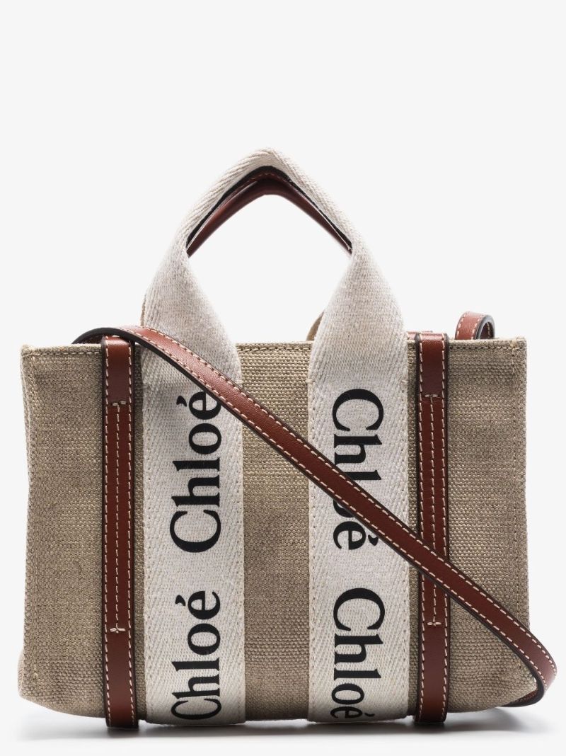 Neutral Woody Mini Linen Tote Bag