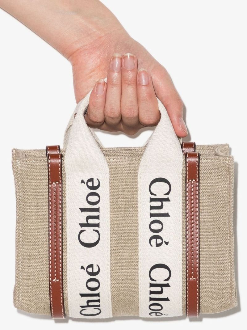 Neutral Woody Mini Linen Tote Bag