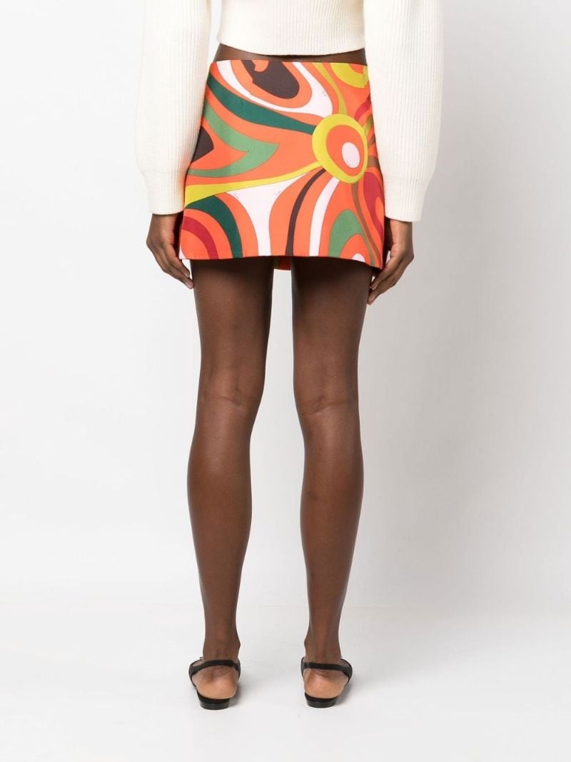Orange Marmo Print Mini Wrap Skirt