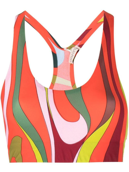 Orange Marmo Print High-waisted Leggings
