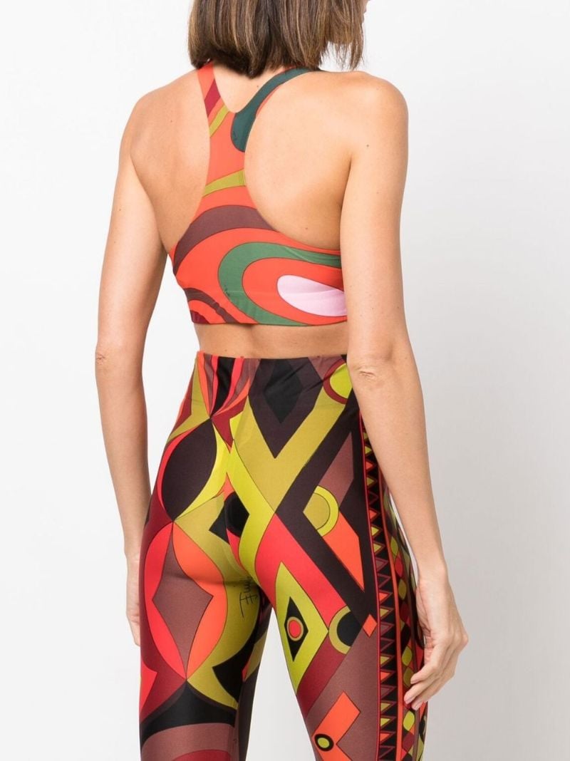 Orange Marmo Print High-waisted Leggings