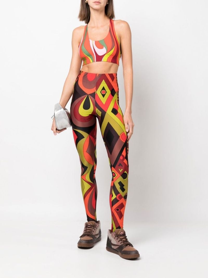 Orange Marmo Print High-waisted Leggings