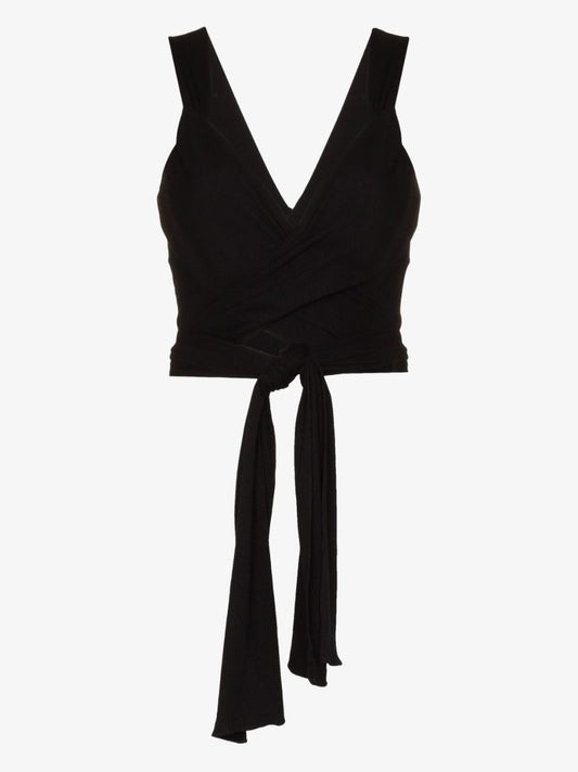 Black Wrap-around Crop Top