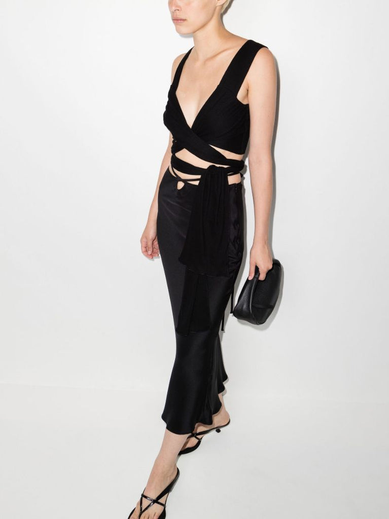 Black Wrap-around Crop Top