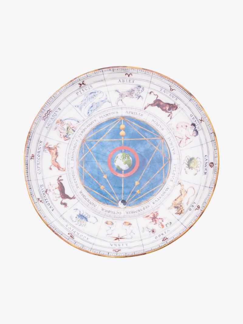 Blue Zodiac Astronomical Clock Dinner Plate