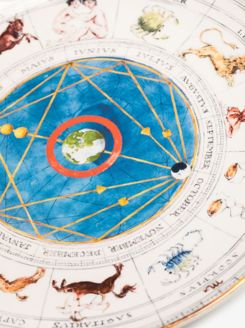 Blue Zodiac Astronomical Clock Dinner Plate
