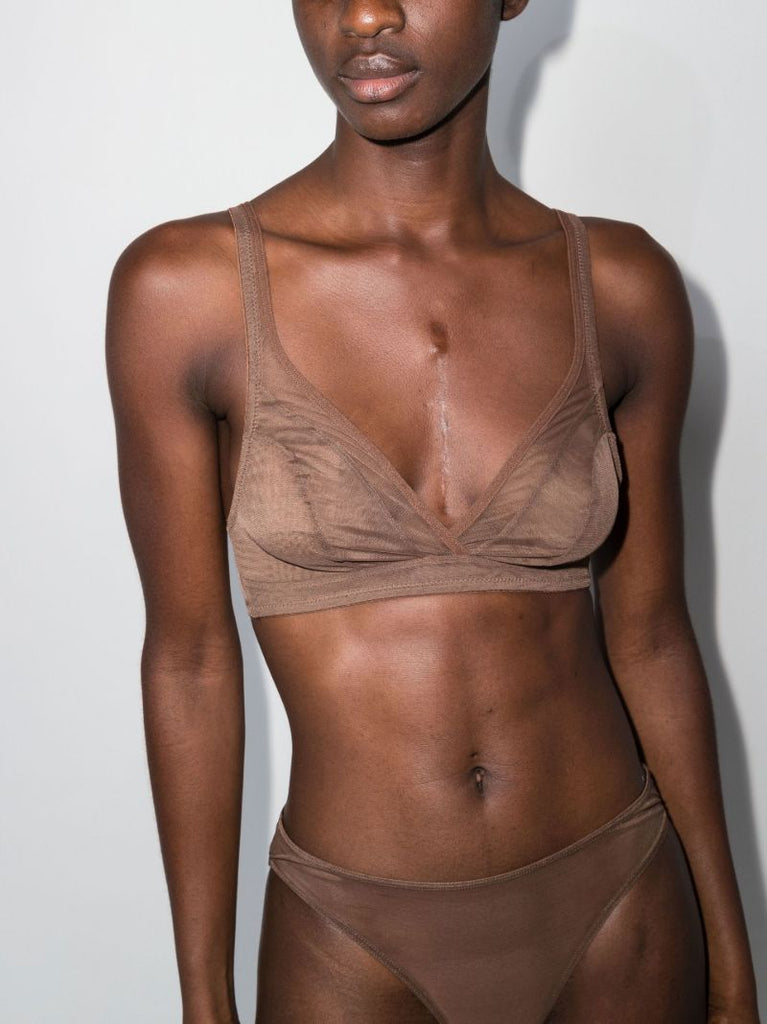 Brown Tulle Underwired Bra Set
