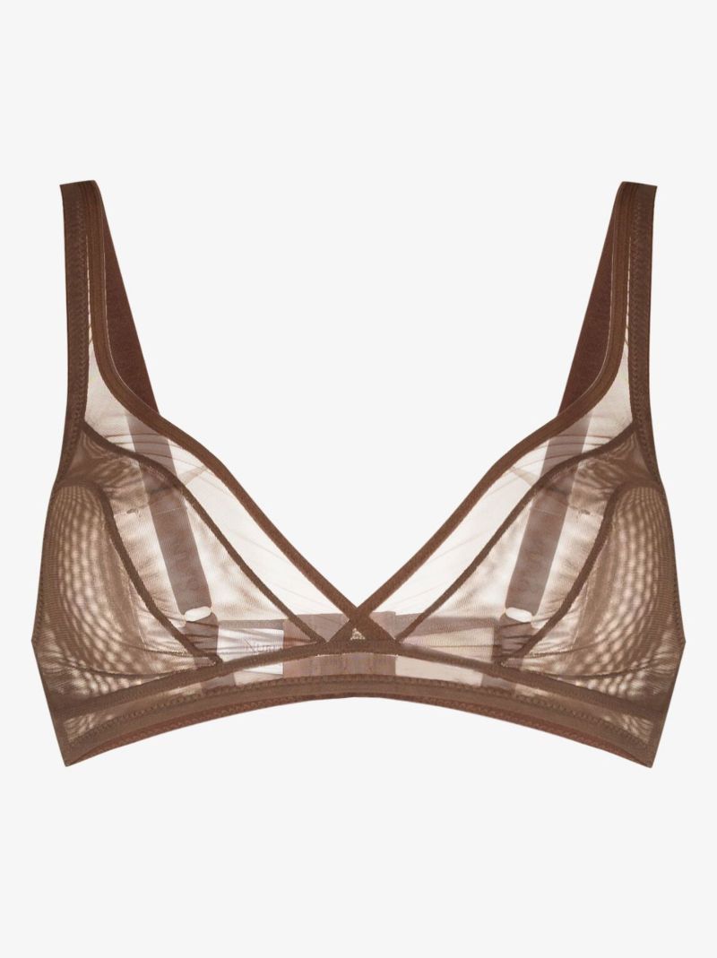 Brown Tulle Underwired Bra Set
