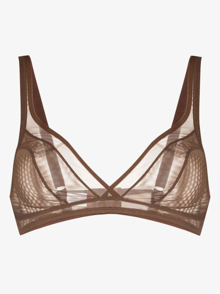 Brown Tulle Underwired Bra Set