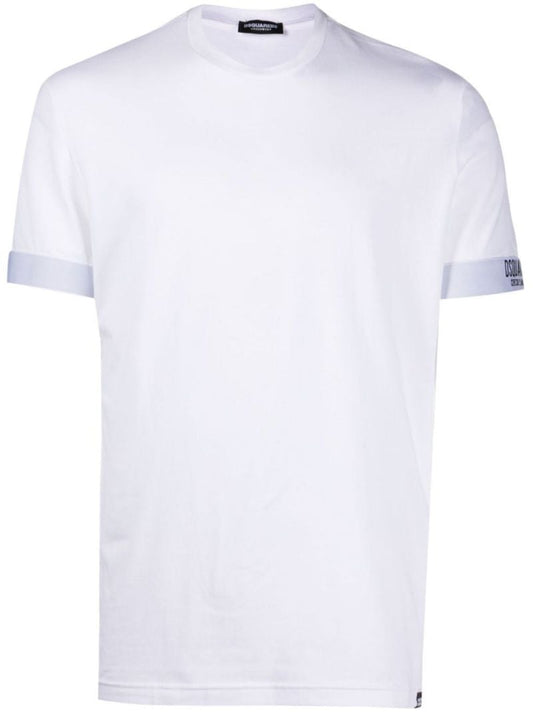 White Logo Trim Cotton T-shirt