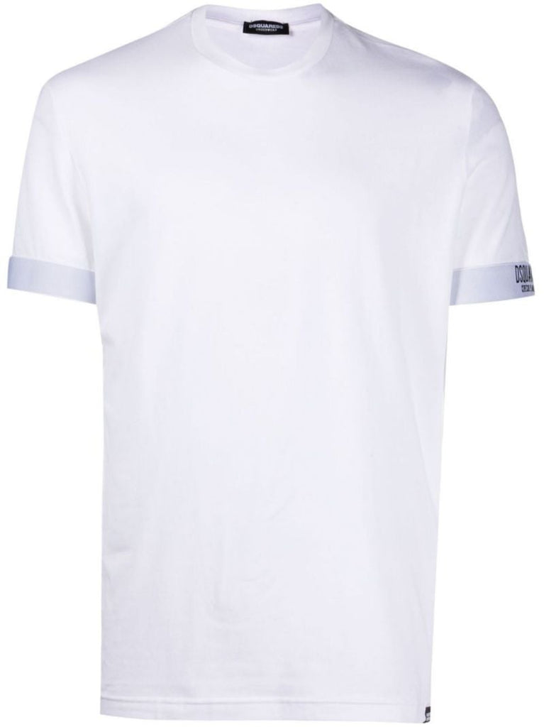 White Logo Trim Cotton T-shirt