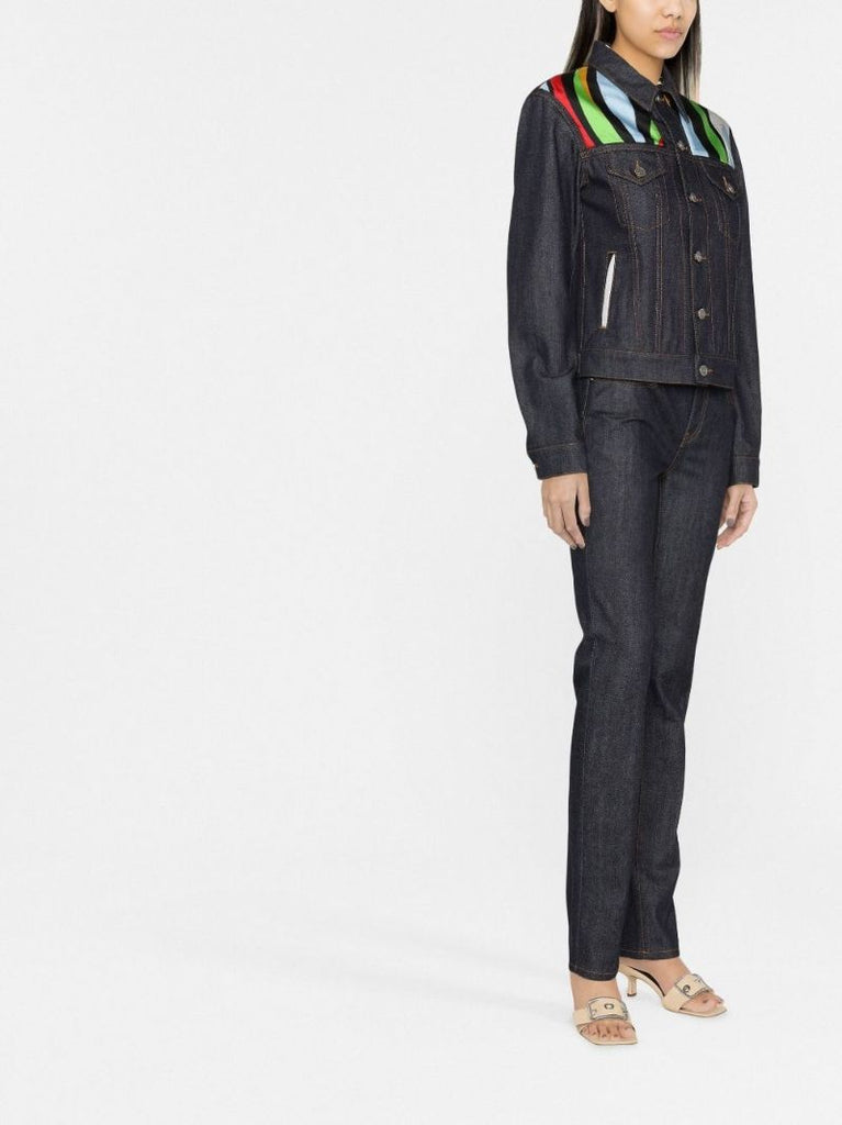 Blue Marmo Print Denim Jacket
