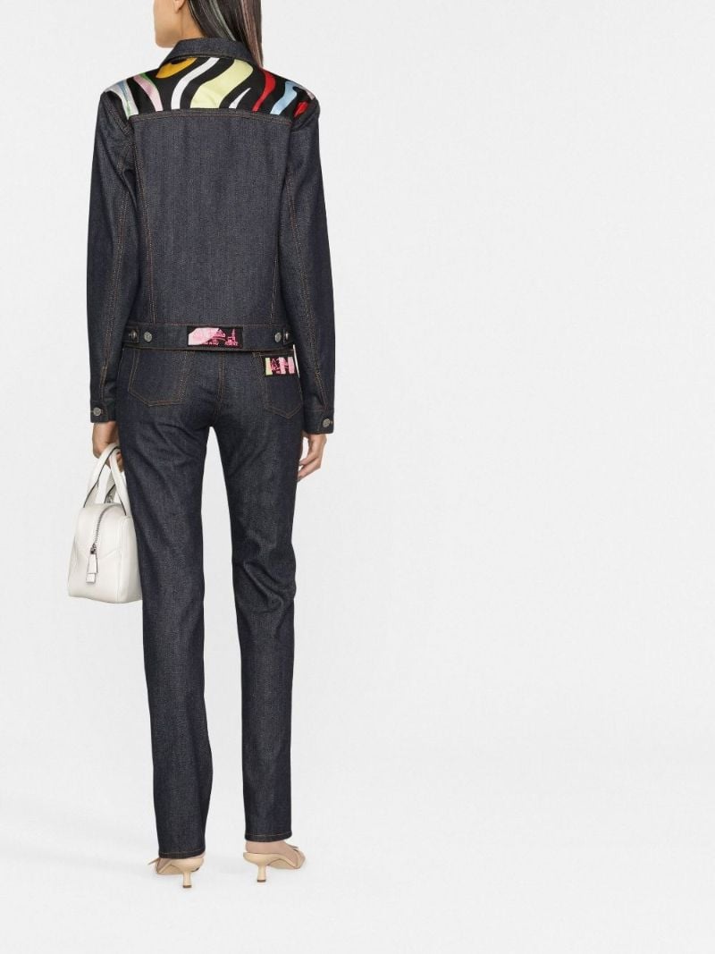 Blue Marmo Print Denim Jacket