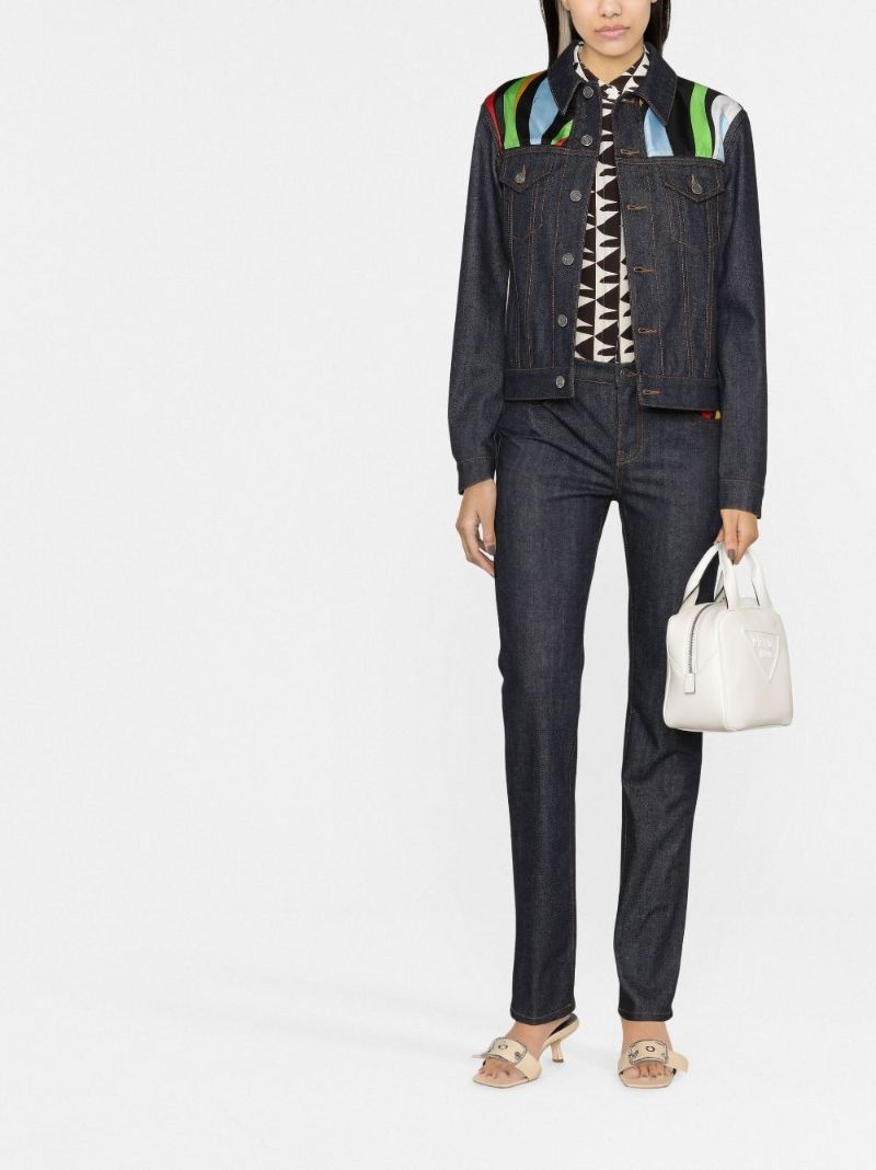Blue Marmo Print Denim Jacket