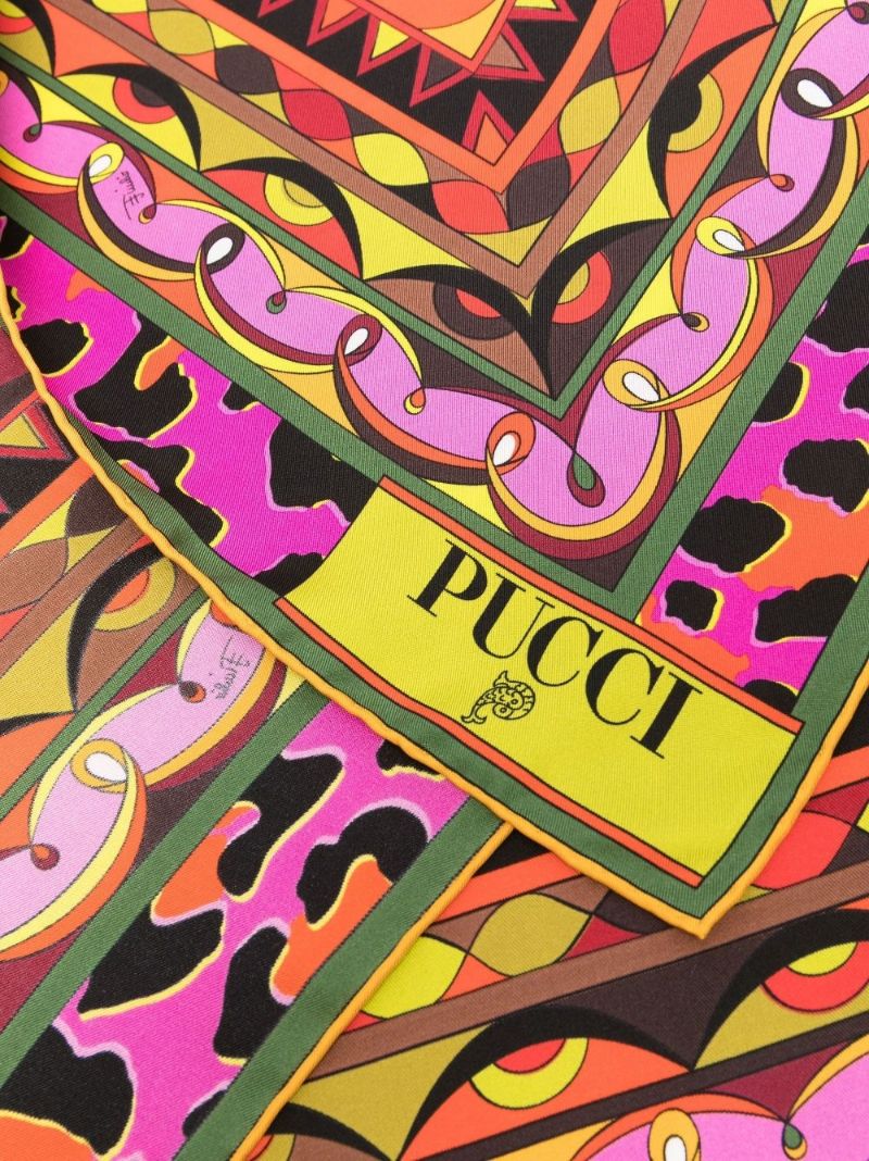 Pink Patchwork Print Silk Scarf