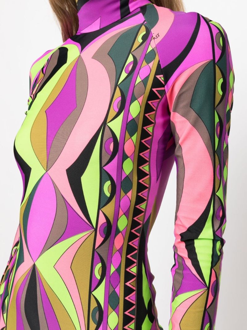 Purple Rombi Print Mini Dress