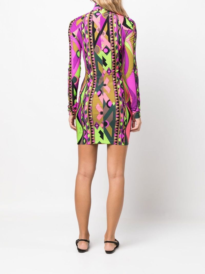 Purple Rombi Print Mini Dress