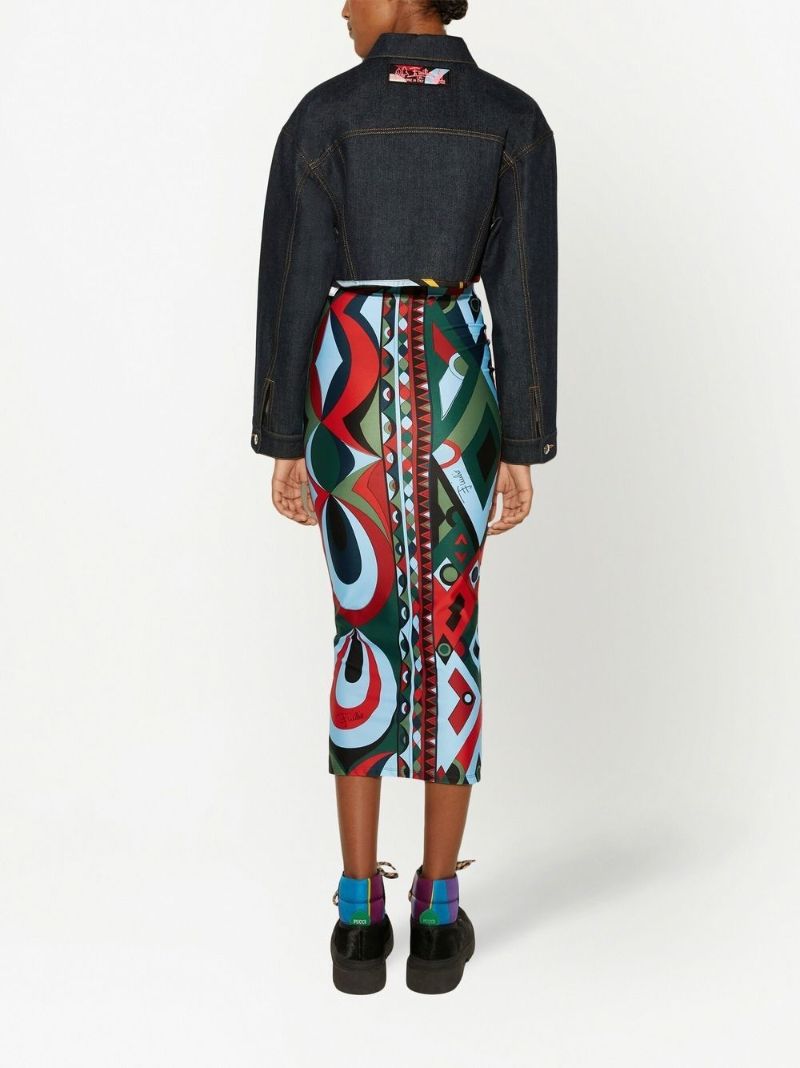 Red Abstract Print High-waisted Skirt