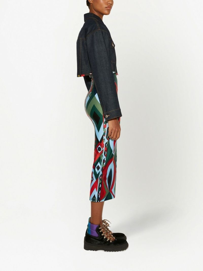 Red Abstract Print High-waisted Skirt