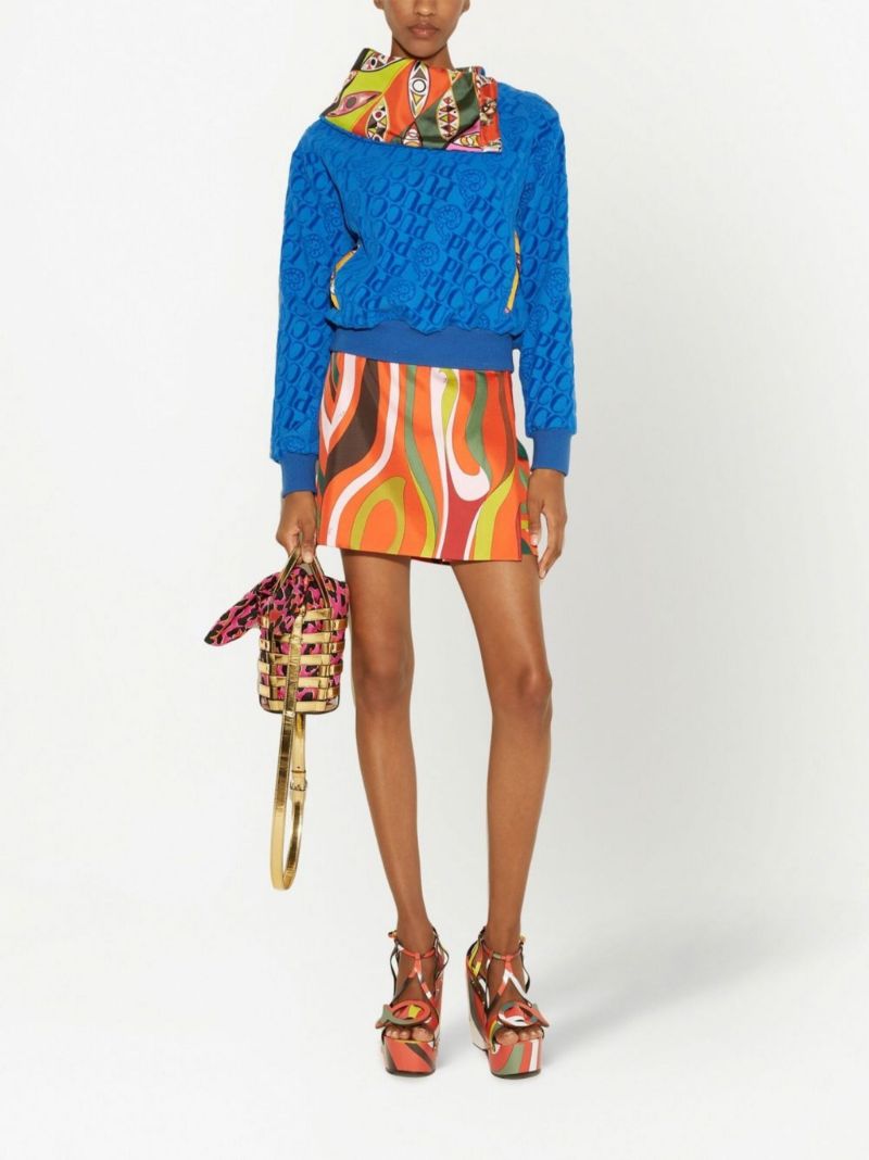 Blue Contrast Trim Sweatshirt