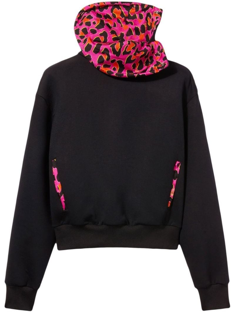 Black Leopard Print Trim Sweatshirt