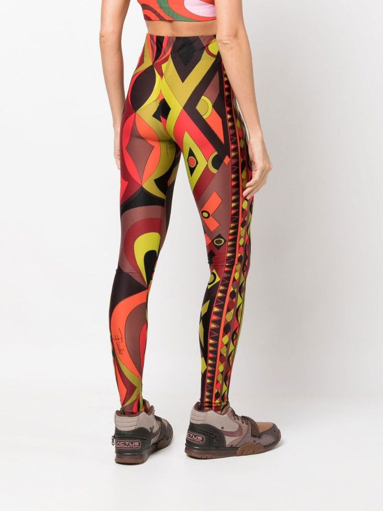 Orange Marmo Print High-waisted Leggings
