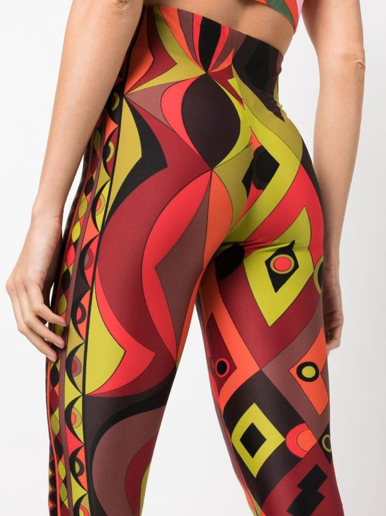Orange Marmo Print High-waisted Leggings