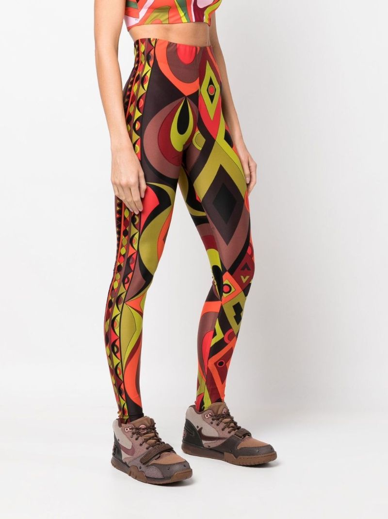 Orange Marmo Print High-waisted Leggings