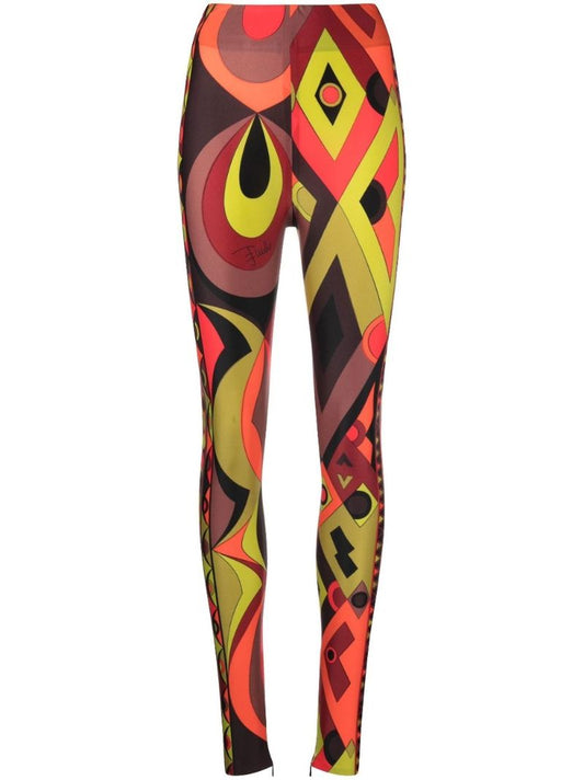 Orange Marmo Print High-waisted Leggings
