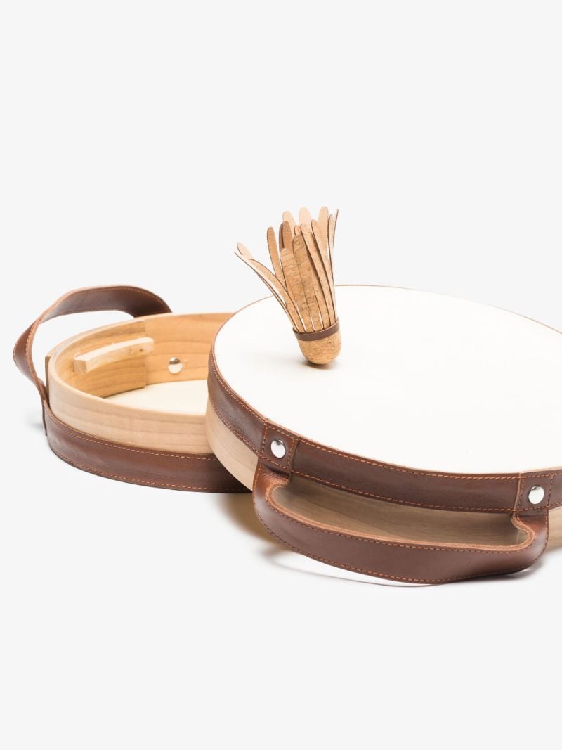 Neutral Leather and Wood Tamburello Game