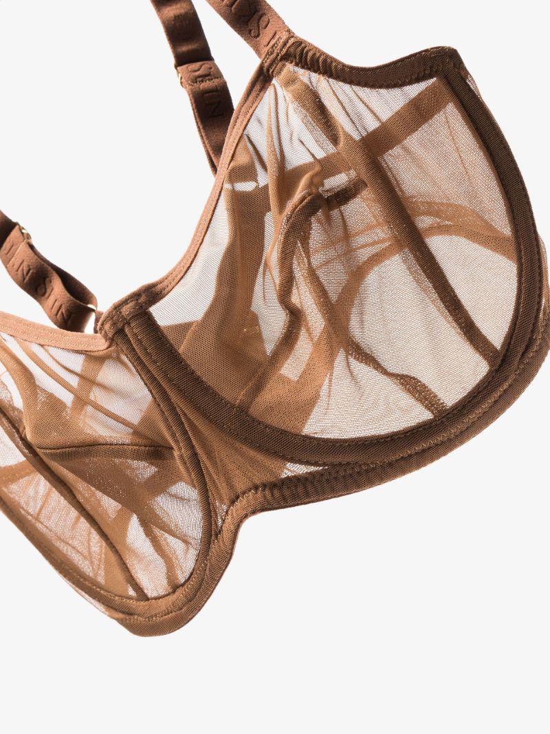 Brown Tulle Underwired Bra