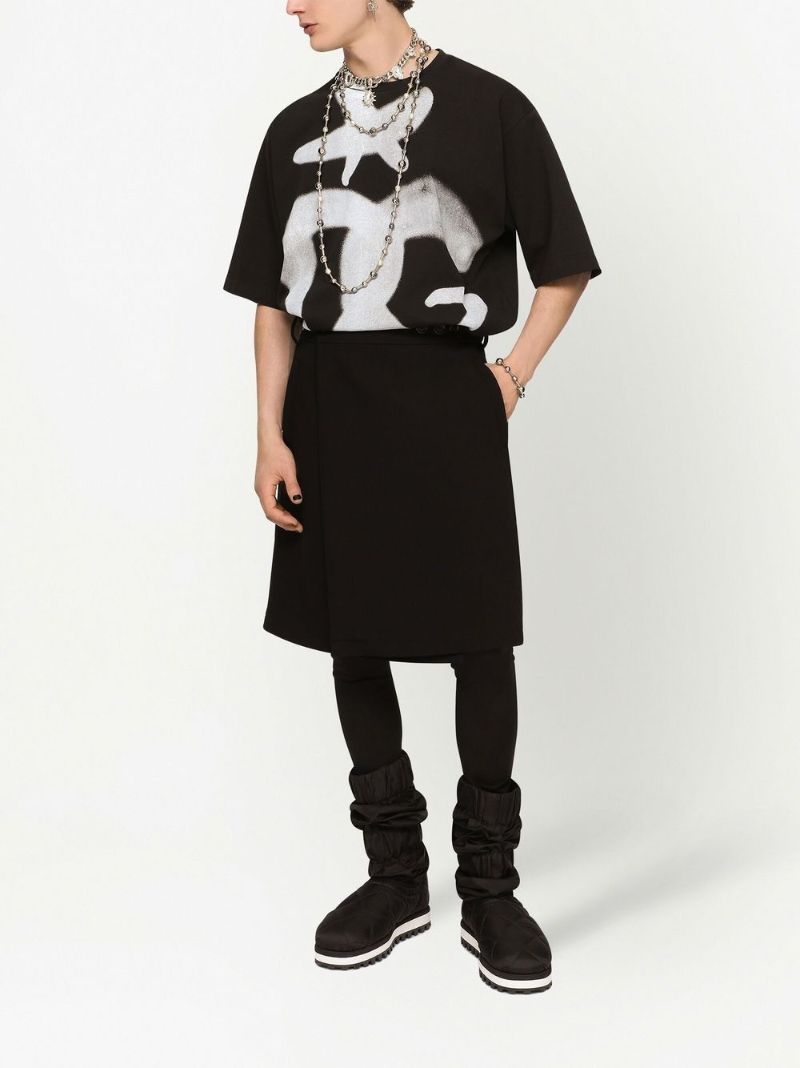 Black Dg Graffiti Print Boxy Cotton T-shirt